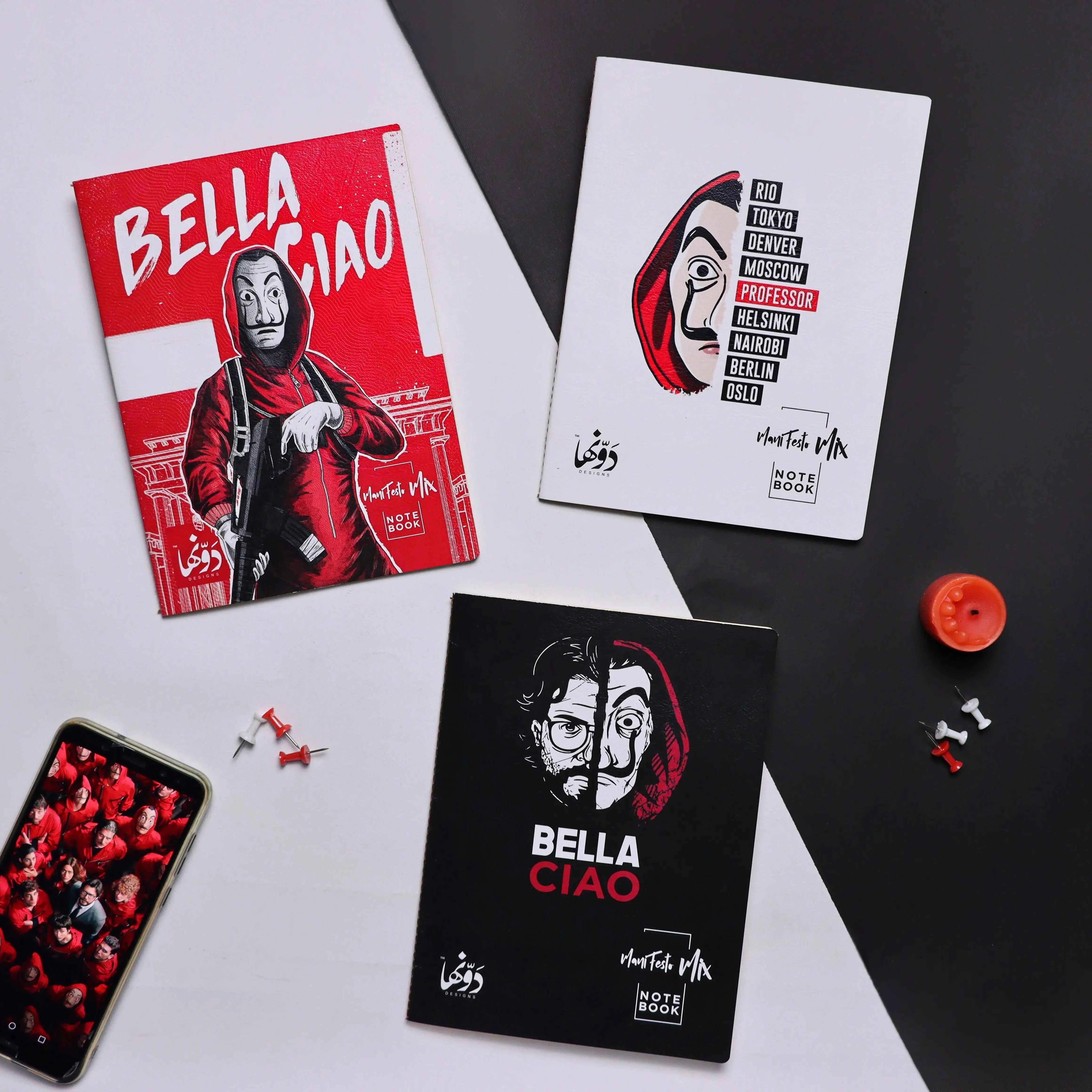 La Casa De Papel | Manifesto Mix 3 notebooks set (Blank + Dotted + Square Dawenha | دونها
