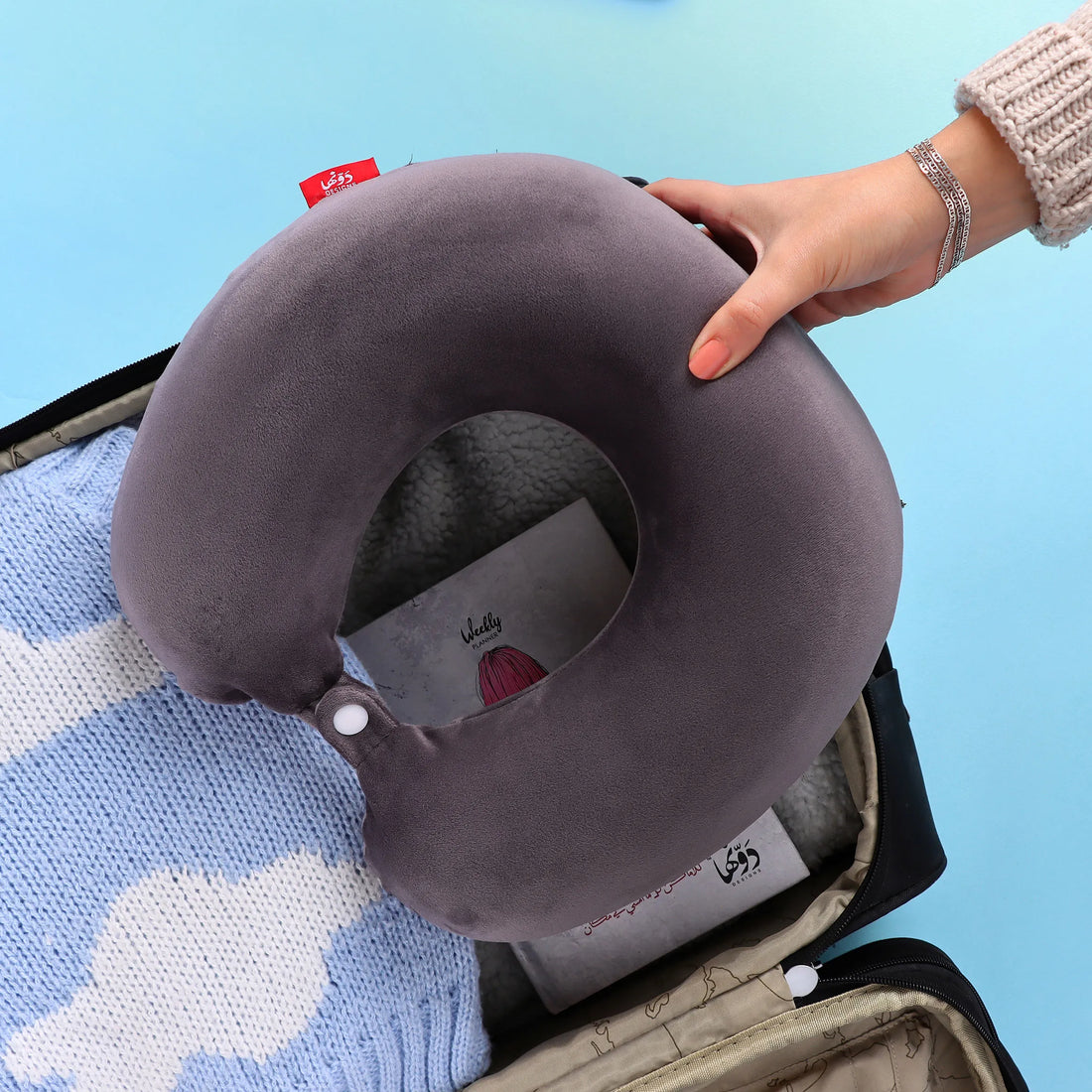 Neck Pillow By Dawenha | Gray pillow Dawenha | دونها