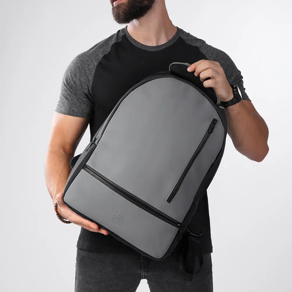 Leather Backpack | Grey